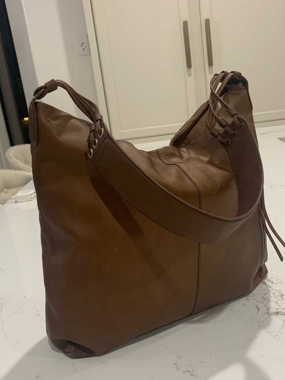 HOBO Chestnut Brown Leather Hobo Shoulder Bag